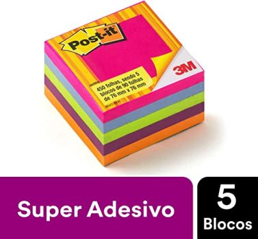 3M, Post-it Bloco de Notas Adesivas, Cubo Tropical, 450 Folhas