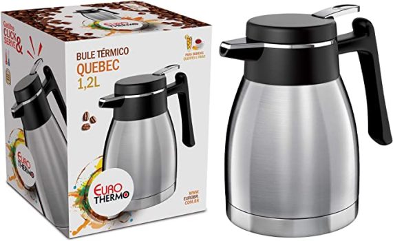 Bule Térmico Quebec 1,2 Litro, Inox, BT5508-IN, Inox Euro Home