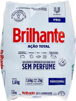 Lava-Roupas e Limpador de Uso Geral em Pó Profissional sem Perfume Brilhante Ação Total Pro Pacote 1, 6kg, Brilhante