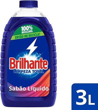 Lava Roupas Líquido Brilhante Limpeza Total 3L