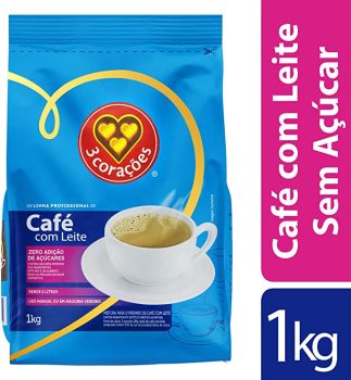 Café com leite, Zero Açucar, Pacote, 1kg, 3 Corações