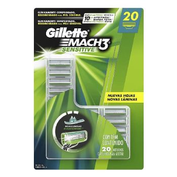 Carga para Aparelho de Barbear Gillette Mach3 Sensitive 20 unidades