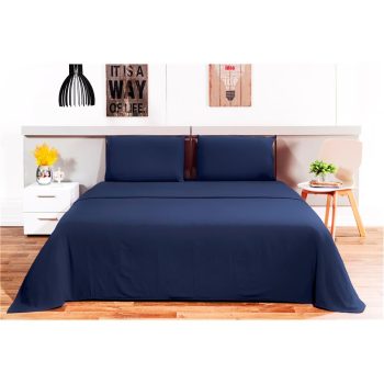 Jogo de Cama Solteiro Camesa Loft 100% Poliéster 150 Fios 3 Peças – Marinho