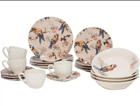 Aparelho de Jantar Chá 20 Peças Haus Cerâmica – Redondo Soho Pássaros