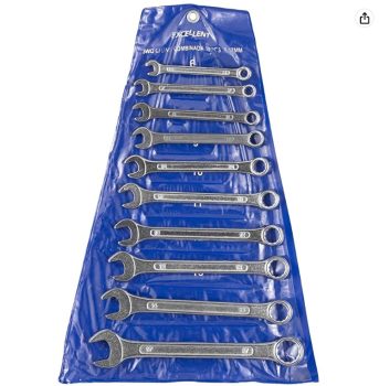 Eda 3WQ Chaves Combinadas na Bolsa Eda, Jogo 10 Peças, Prateado