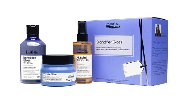 Kit L´Oréal Professionnel Blondifier Trio- Shampoo 300ml + Máscara Capilar 250ml + Óleo Reparador Absolut Repair 10 in 1-90 ml, L´Oreal Professionnel Paris