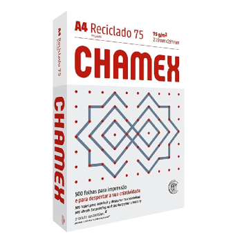 Papel Sulfite A4, Chamex, Reciclado, Eco, 75 Gramas, 210x297mm, 500 Folhas