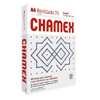 Papel Sulfite A4, Chamex, Reciclado, Eco, 75 Gramas, 210x297mm, 500 Folhas