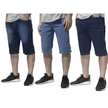 Kit 3 Bermudas Jeans Masculina c/ Lycra