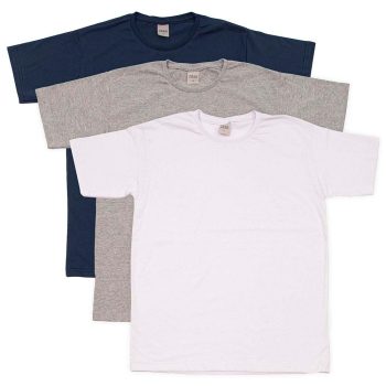 Conjunto Camiseta Masculina 2795 CDKA Malhas Azul Marinho/Mescla/Branco – 3 Peças