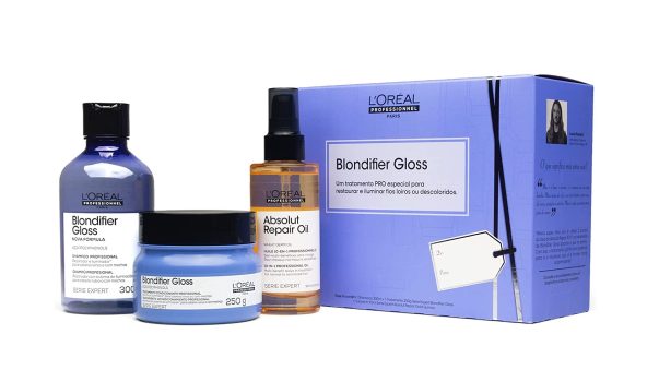 Kit L´Oréal Professionnel Blondifier Trio- Shampoo 300ml + Máscara Capilar 250ml + Óleo Reparador Absolut Repair 10 in 1-90 ml, L´Oreal Professionnel Paris