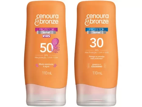Kit Protetor Solar Corporal Cenoura & Bronze Kids – FPS 50 110ml + Protetor Solar FPS 30 110ml
