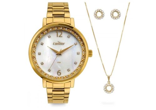 Kit Relógio com Colar e Brinco CO2036MUJS/K4B Condor
