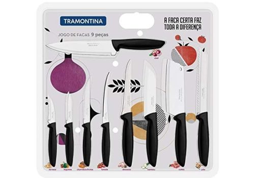Jogo de Facas 9 Peças Tramontina Plenus 23498048 Preto