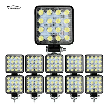 Kit 10 Farol Milha 16 Led 48w 12v/24v Quadrad Off-road 6000k