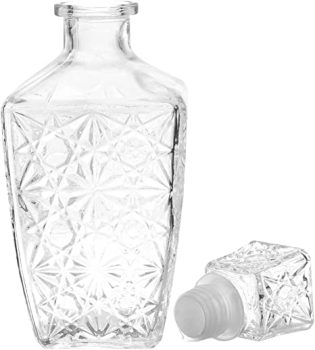 Mimo Style Garrafa de Vidro para Whisky 800ml Decanter com Tampa Geométrica Hermética – Formato Sofisticado e Elegante. Decantador Ideal para Uísque, Vinho, Bourbon, Conhaque, Licor, Suco, Água