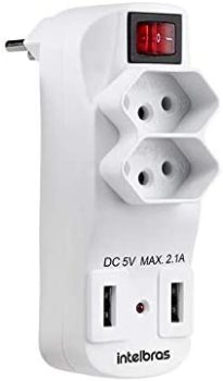 Carregador De 2 Tomadas E 2 Usb Intelbras Eac 1002 Intelbras Eac Bivoltv Branco