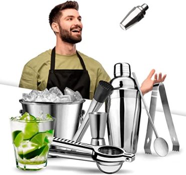 Combo Coqueteleira 500ml 7 Itens De Inox (vip Balde De Gelo)