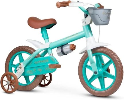 Bicicleta Infantil Aro 12 Mini Antonella Rosa com Rodinhas, Nathor