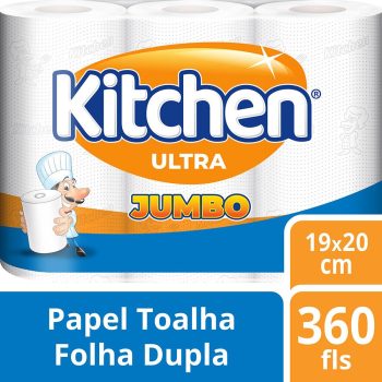 Toalha de Papel Kitchen Folha Dupla Ultra Jumbo – 3 Rolos