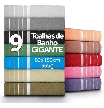 Kit C/ 9 Toalha De Banho Gigante 80 X 1,50 Atacado + Brinde
