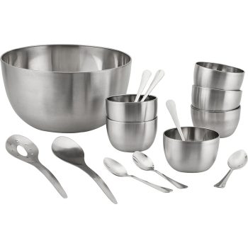 Saladeira Inox c/ 2 Talheres + Cj. Sobremesa c/ 12 pçs – La Cuisine