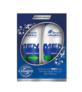 Head & Shoulders – Embalagem Shampoo Anticaspa Masculino Menthol Sport, Protege contra a Caspa, Shampoo Anticaspa com Mentol, Embalagem de 2, Pack com 2, 200 ml cada uma​