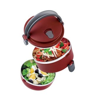Marmita dupla Lunch Box Vermelha, LB1234-VM, Euro Home