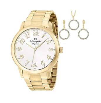 Kit Relógio Champion Feminino com Colar e Brincos CN26000W