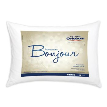 Travesseiro Ortobom Bonjour em Fibra Siliconizada 50 x 70 cm – Branco