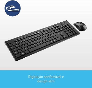 Multilaser Combo Teclado e Mouse Sem Fio de Entrada Multimídia USB – TC212, Preto