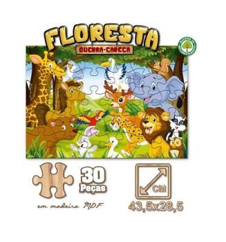 Pais e Filhos 57265 7690 – Quebra-Cabeça Madeira Floresta, 30 Peças