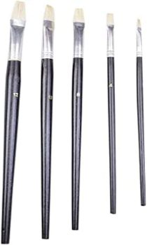 Pinceis Chatos Cerda Branca Jogo de 5 Peças. 2-4-8-10-12 BLACK JACK O475