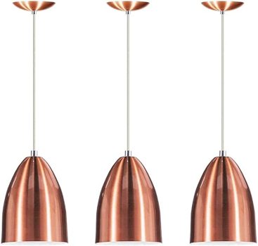 Kit 3 Lustre Pendente Luminária Cone de Alumínio New Cobre