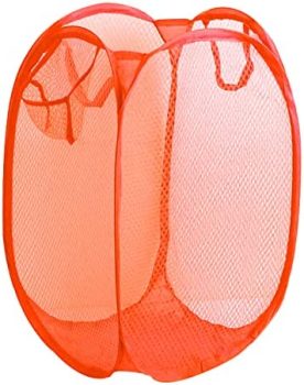 Cesto Organizador Dobrável 30×70 de Roupa Suja Brinquedos Poliester Lavanderia Quarto Banheiro (Laranja)