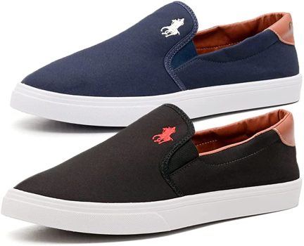 Kit 2 pares tênis masculino Polo suit casual sapatenis confortavel slip on calce facil