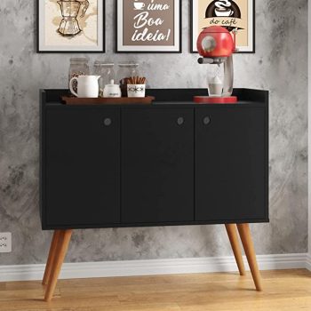 Aparador Sala de Jantar/Balcão Buffet 3 Portas Wood Premier (Preto)