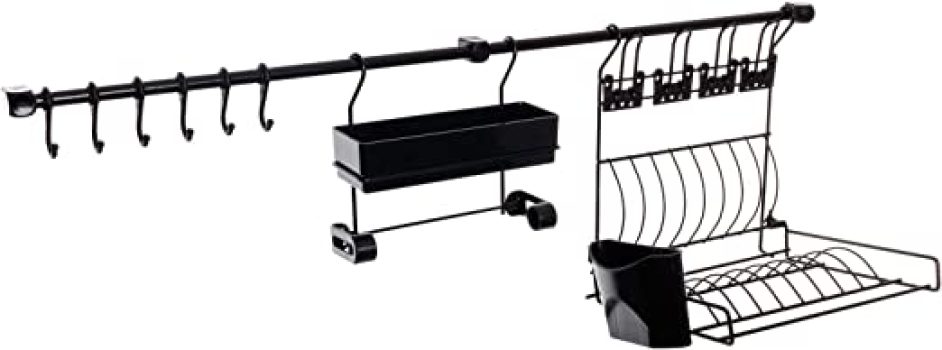 Kit Cozinha Suspensa Nº4 Organizador, Metaltru, Preto com Preto