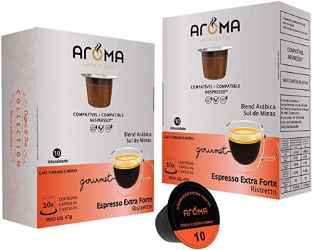 Cápsulas de Café Espresso Extra Forte Aroma, Compatível com Nespresso, Contém 10 cápsulas