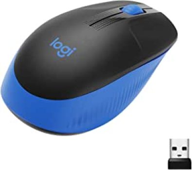 Mouse sem fio Logitech M190 com Design Ambidestro de Tamanho Padrão, Conexão USB e Pilha Inclusa – Azul
