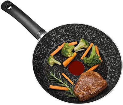 Frigideira Francesa Rochedo Stone Pro 28 cm, Efeito Pedra – Preto e Cinza