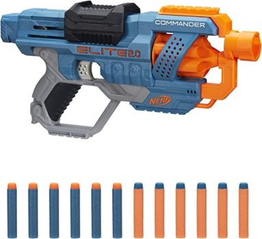 Lança Dardos Nerf Elite 2.0 Commander RD-6, Tambor Giratório Para 6 Dardos – E9486 – Hasbro, Laranja Azul