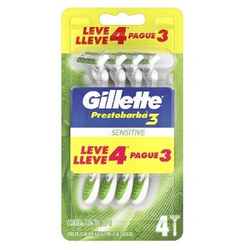 Aparelho de Barbear Descartável Gillette Prestobarba3 Sensitive Leve 4 Pague 3
