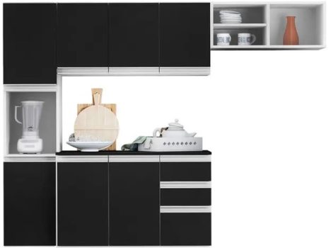 Cozinha Completa Poliman Móveis Laura – com Balcão 8 Portas 2 Gavetas