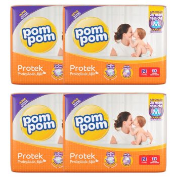 Fralda Pom Pom Protek Derma Hiper com 344 unidades – Tamanho M