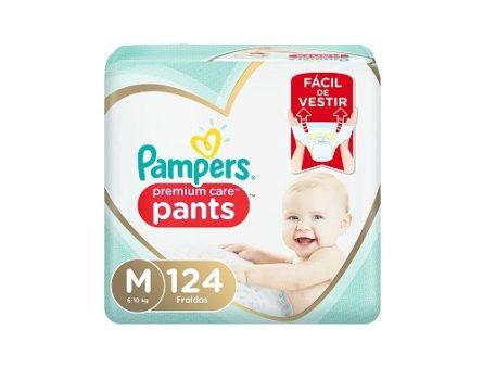 Fralda Pampers Pants Premium Care M 124 unidades