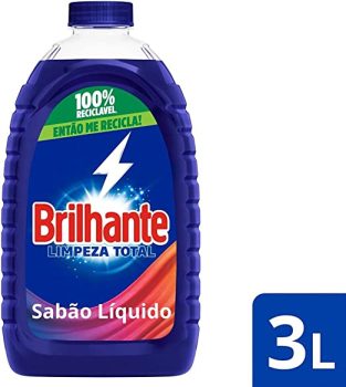 Lava Roupas Líquido Brilhante Limpeza Total 3L