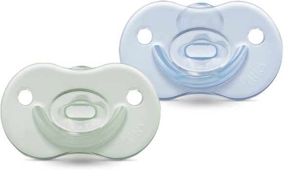 Kit de Chupeta 100% Silicone Calming Brilha no Escuro Bico Simétrico 0 a 6 meses Lillo – Azul