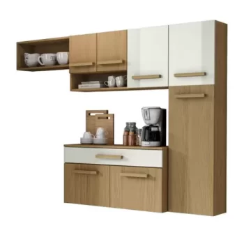 Armário de Cozinha Completa Suspenso com Balcão Ruby 7 Portas 1 Gaveta Atacama / Off White – ARAMOVEIS