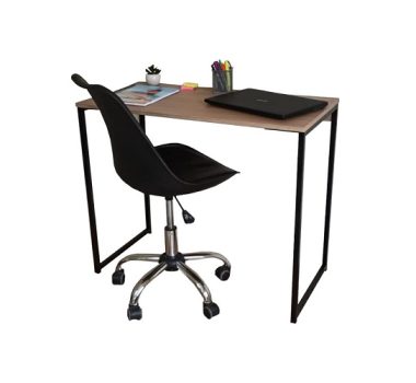 Mesa de Escritório Home Office Bancada Estudos Design Industrial 90cm de Largura Mesinha De Estudo E Apoio De Notebook Aço e Mdf Escrivaninha SD-3015 Preta Pequena